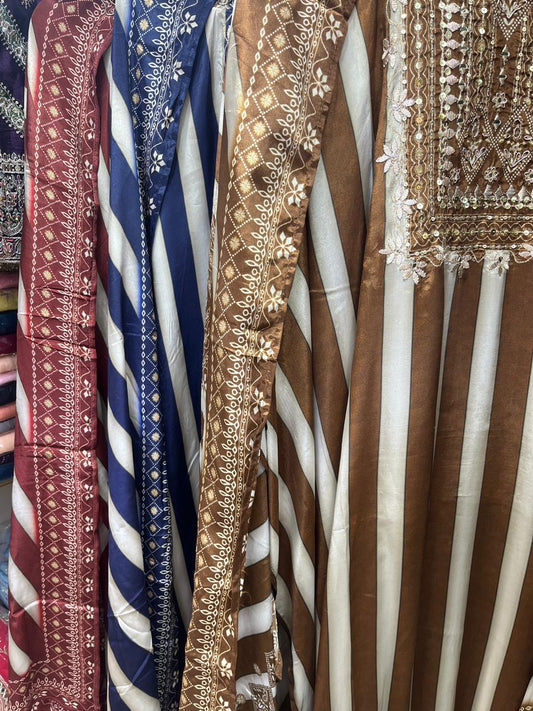 Pure Crepe Designer Floral Print with Zardozi  Neckline