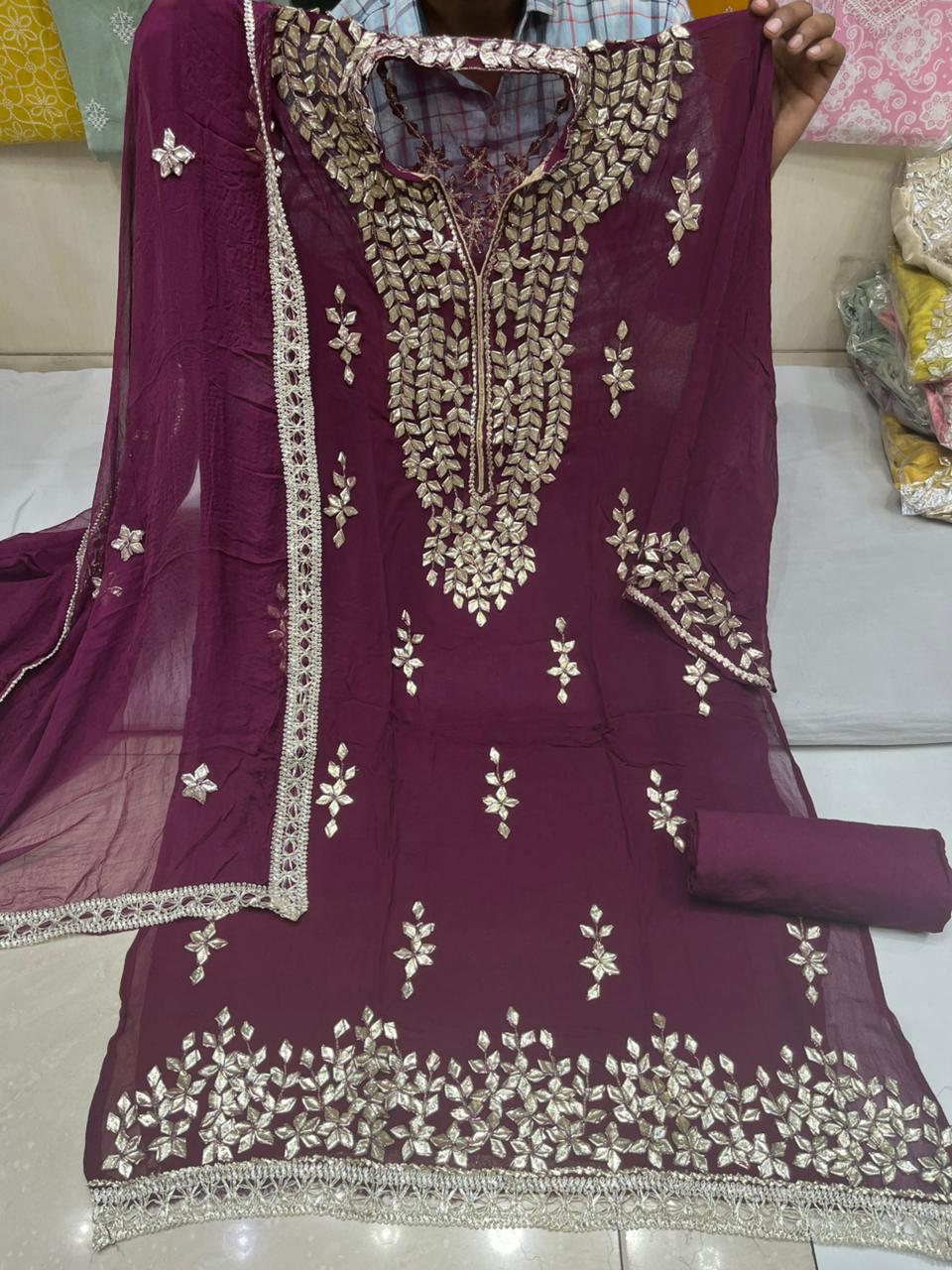 Georgette Unstitched Gotta patti suits