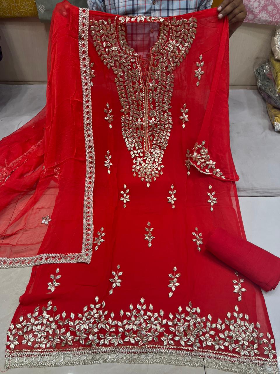 Georgette Unstitched Gotta patti suits