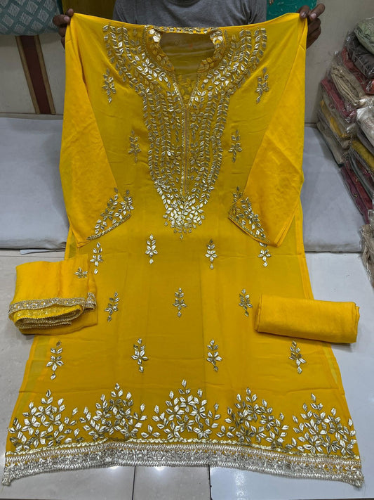 Georgette Unstitched Gotta patti suits