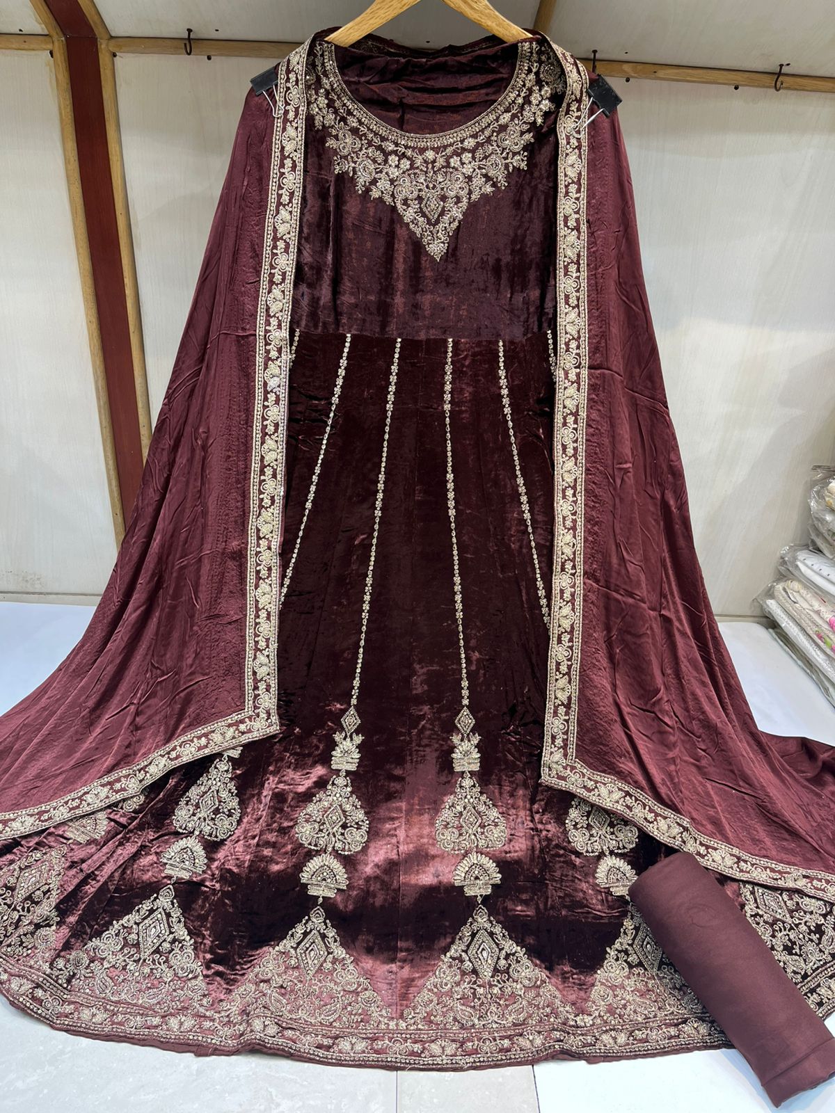 Velvet Semi Stiched  Aanarkali