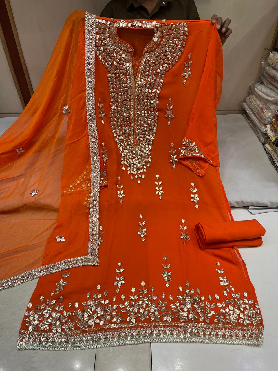 Georgette Unstitched Gotta patti suits