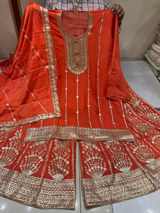 Vibrant Zari Unstitched Sharara