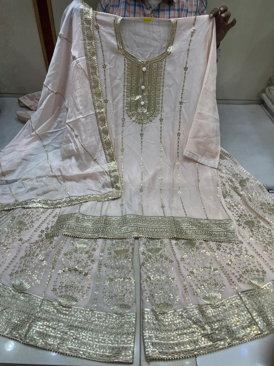 Vibrant Zari Unstitched Sharara