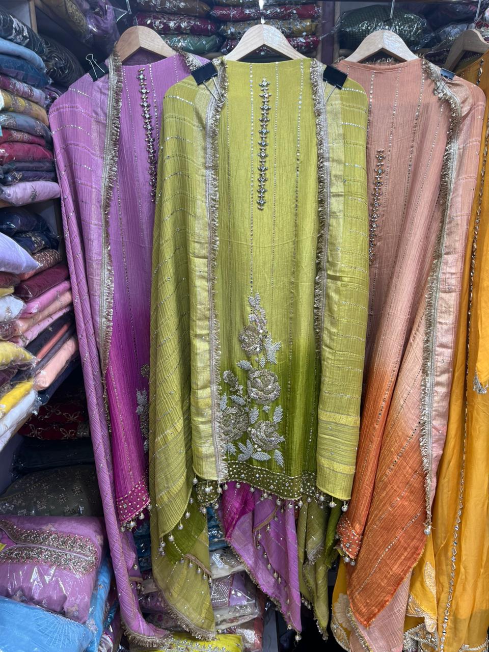 Pure Crush Shimmer Handwork Designer Suits