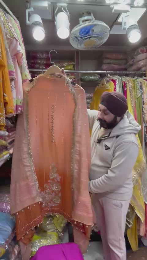 Pure Crush Shimmer Handwork Designer Suits